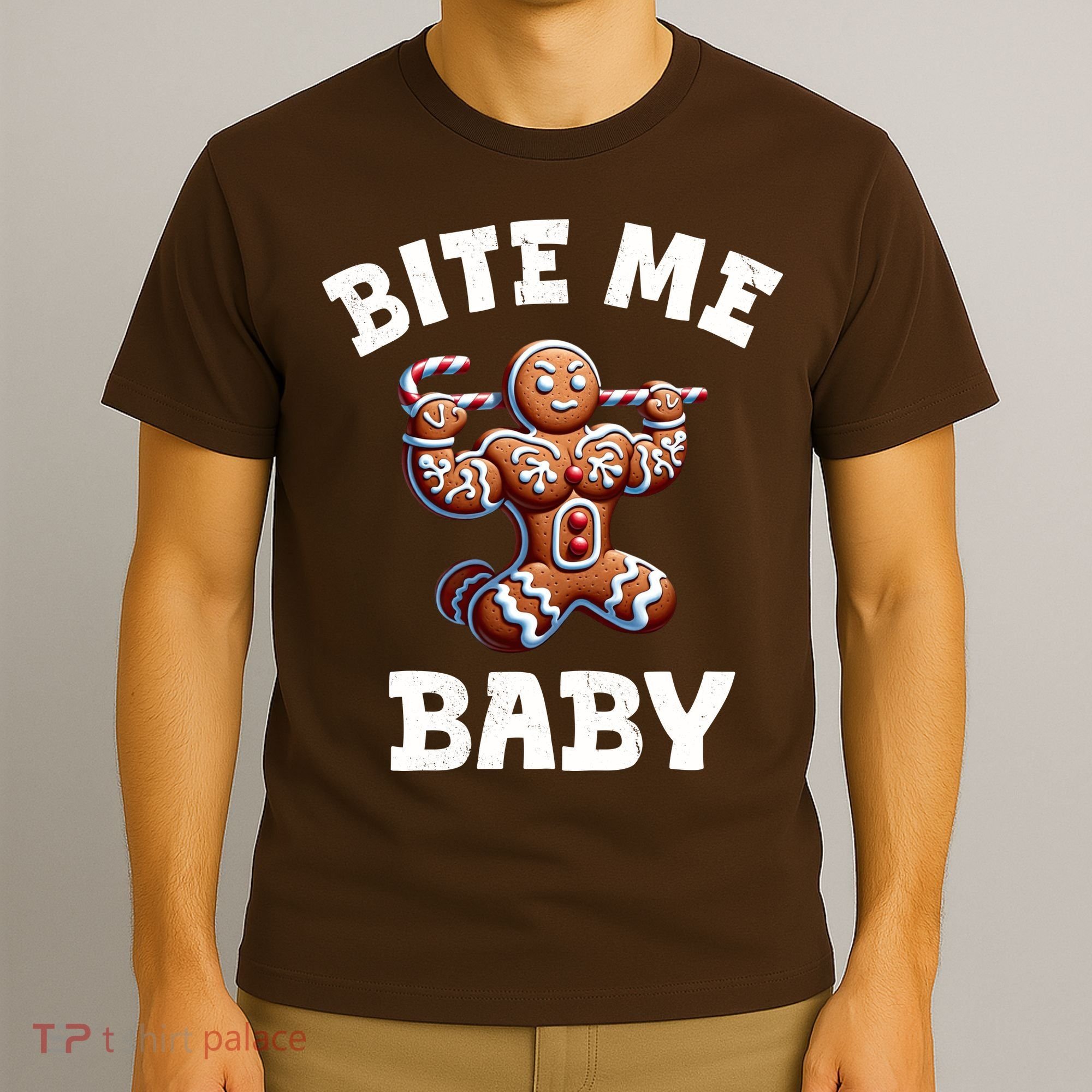 Bite Me Baby Funny Gingerbread Christmas Meme T-Shirt
