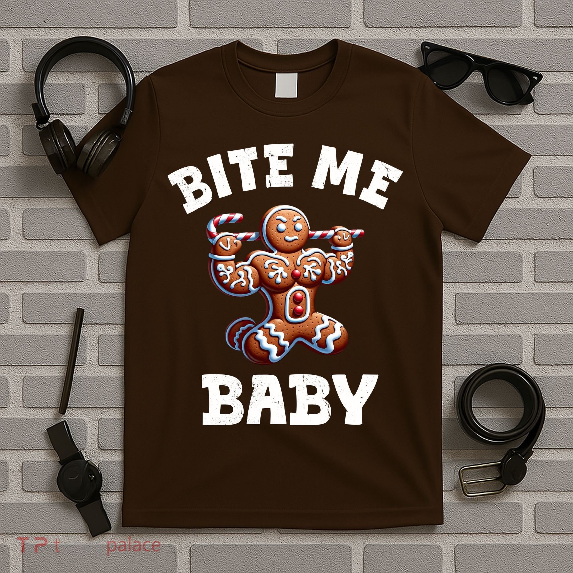 Bite Me Baby Funny Gingerbread Christmas Meme T-Shirt