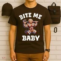 Bite Me Baby Funny Gingerbread Christmas Meme T-Shirt thumb 6