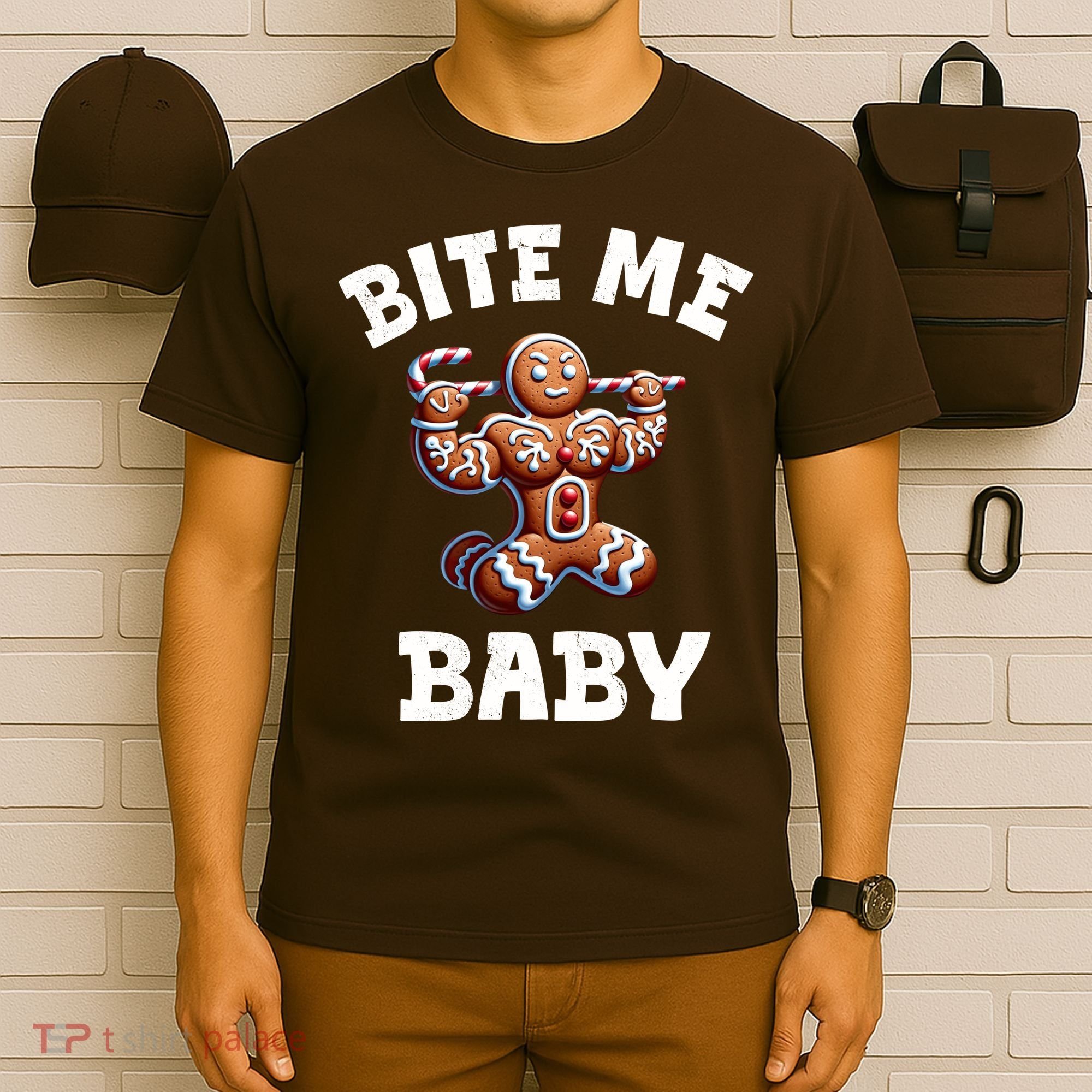 Bite Me Baby Funny Gingerbread Christmas Meme T-Shirt