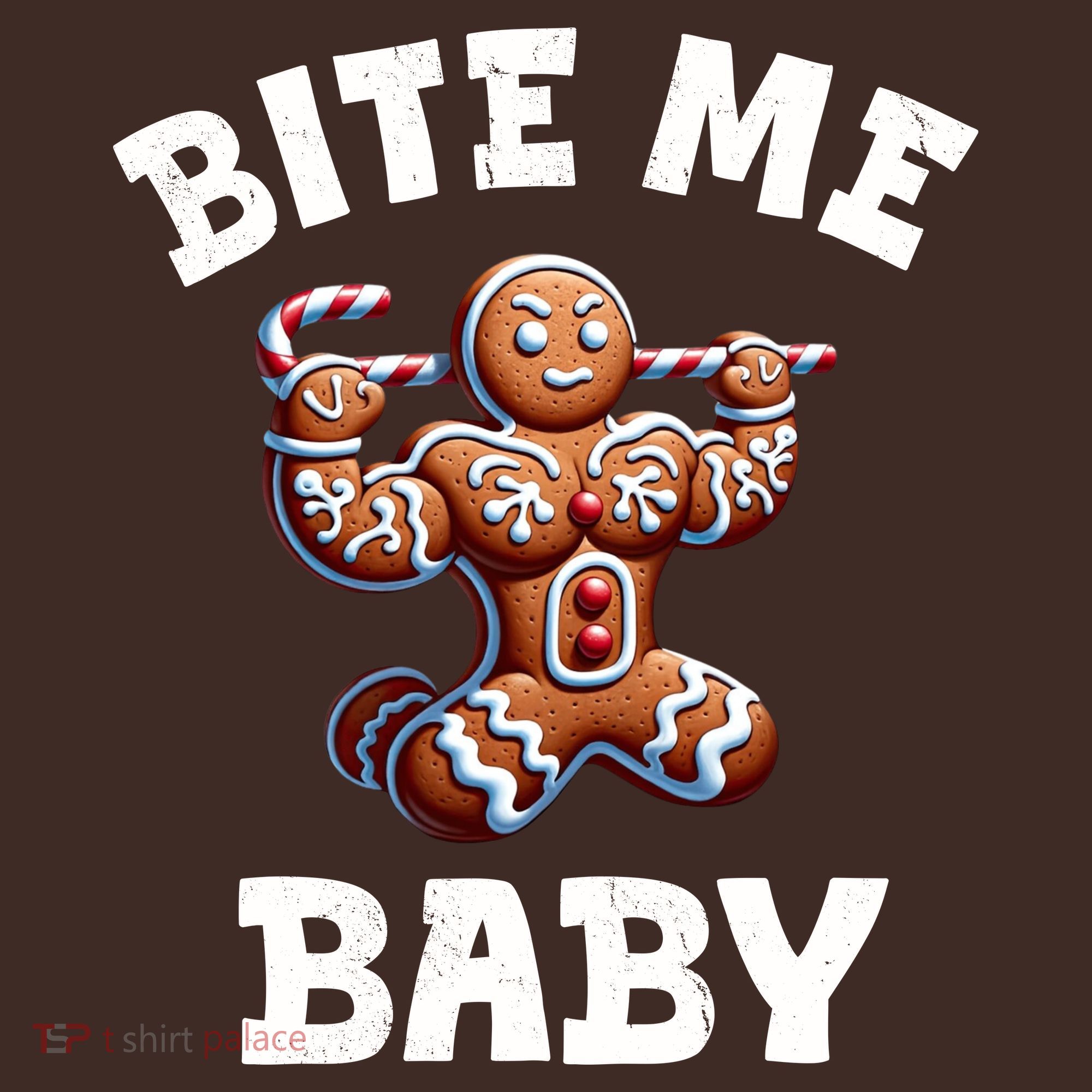 Bite Me Baby Funny Gingerbread Christmas Meme Mousepad