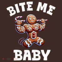 Bite Me Baby Funny Gingerbread Christmas Meme Baby Bodysuit thumb 2