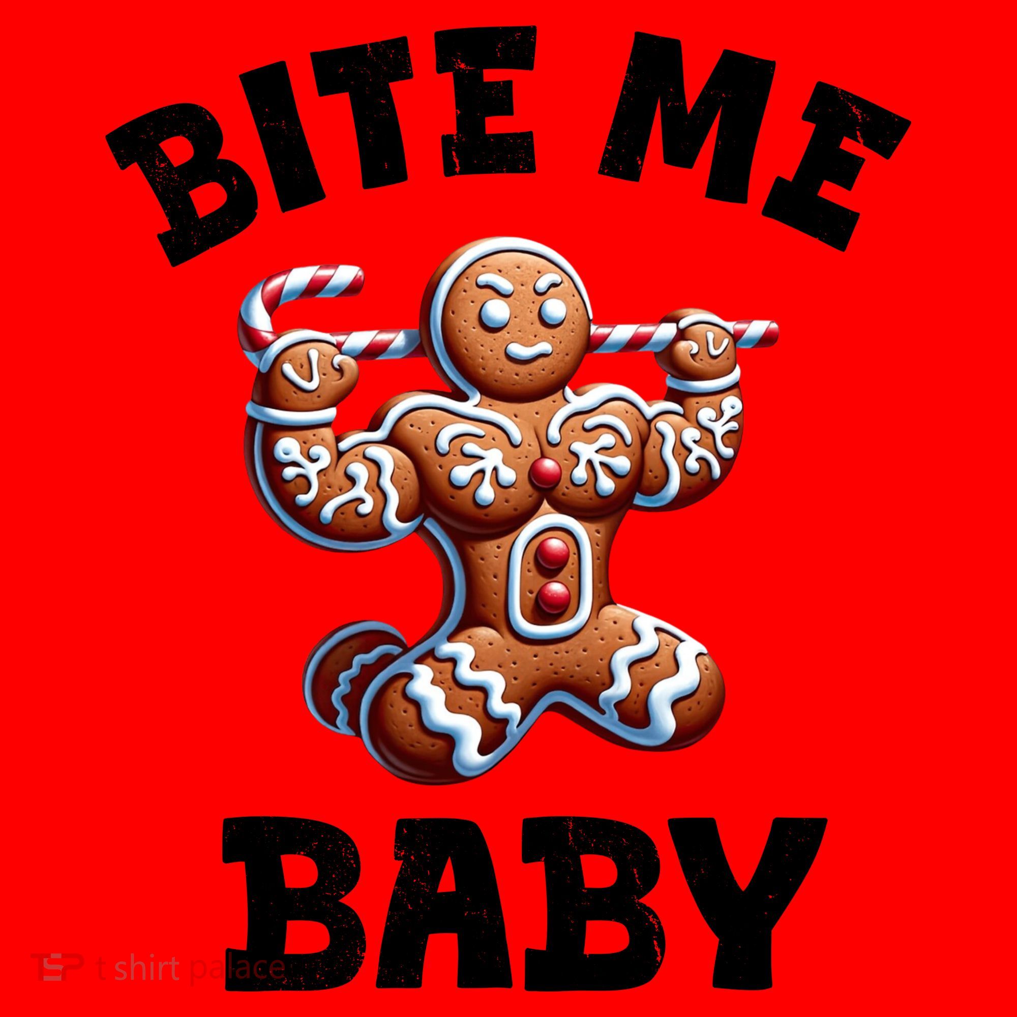 Bite Me Baby Funny Gingerbread Christmas Meme Santa Hat