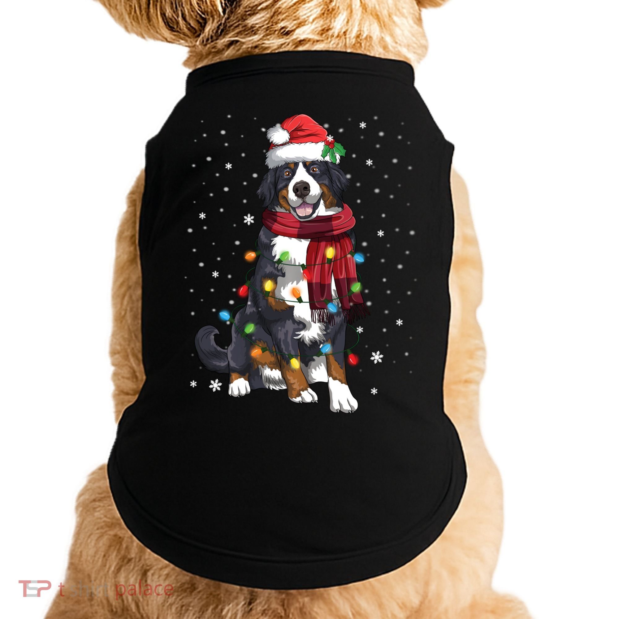 Bernese Mountain Christmas Tree Lights Dog Lover Xmas Doggie Tank