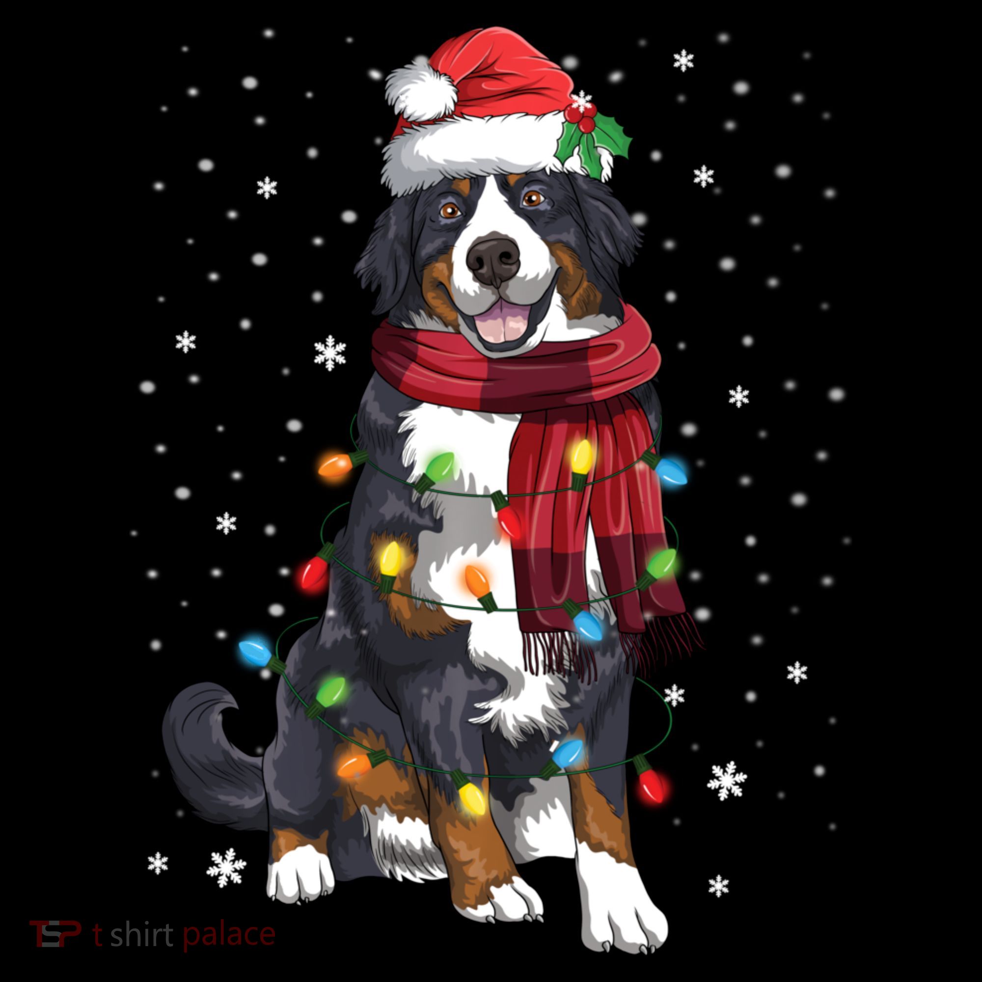 Bernese Mountain Christmas Tree Lights Dog Lover Xmas Women's Hoodie