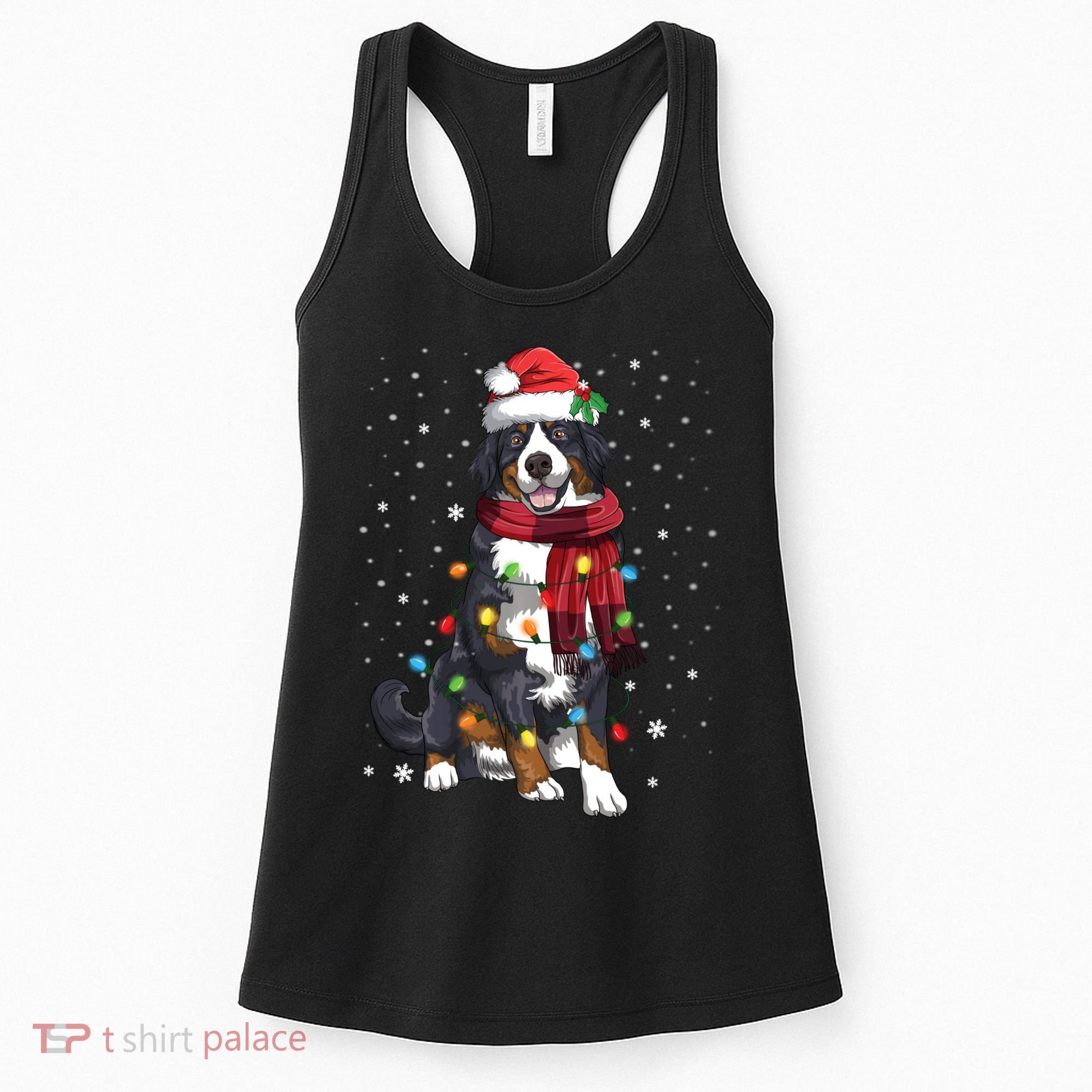 Bernese Mountain Christmas Tree Lights Dog Lover Xmas Women's Tank Top