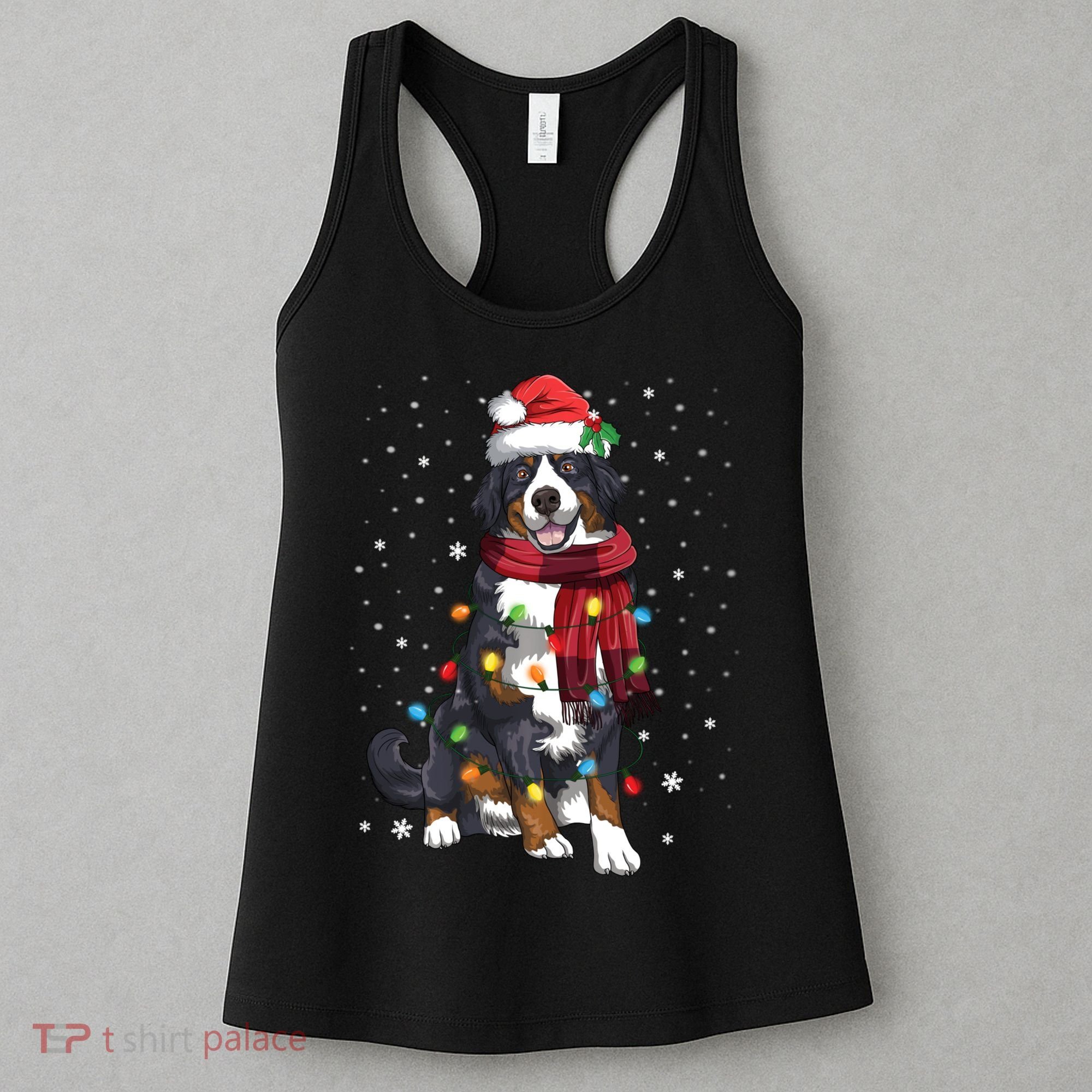 Bernese Mountain Christmas Tree Lights Dog Lover Xmas Women's Tank Top