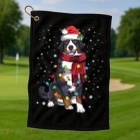 Bernese Mountain Christmas Tree Lights Dog Lover Xmas Golf Towel thumb 1