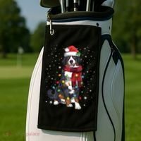 Bernese Mountain Christmas Tree Lights Dog Lover Xmas Golf Towel thumb 2