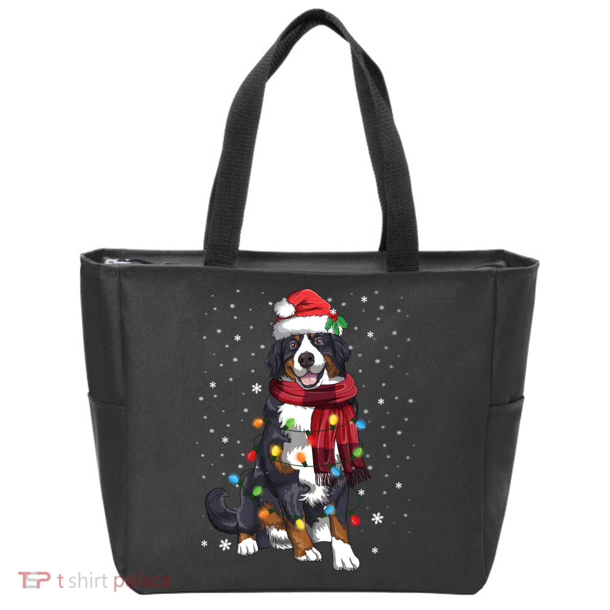 Bernese Mountain Christmas Tree Lights Dog Lover Xmas Tote Bag