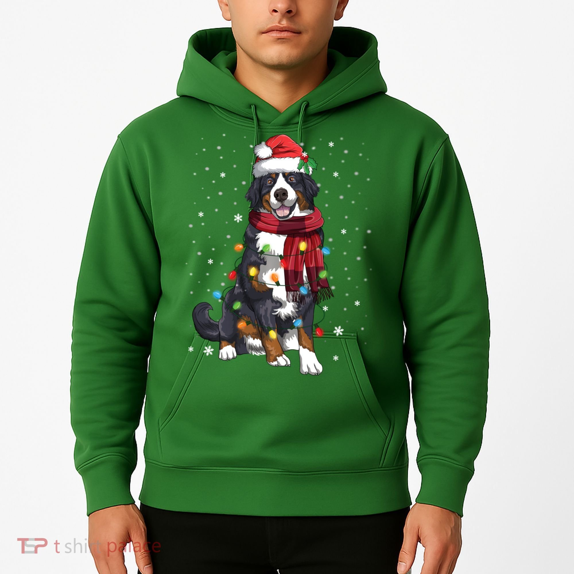 Bernese Mountain Christmas Tree Lights Dog Lover Xmas Hoodie