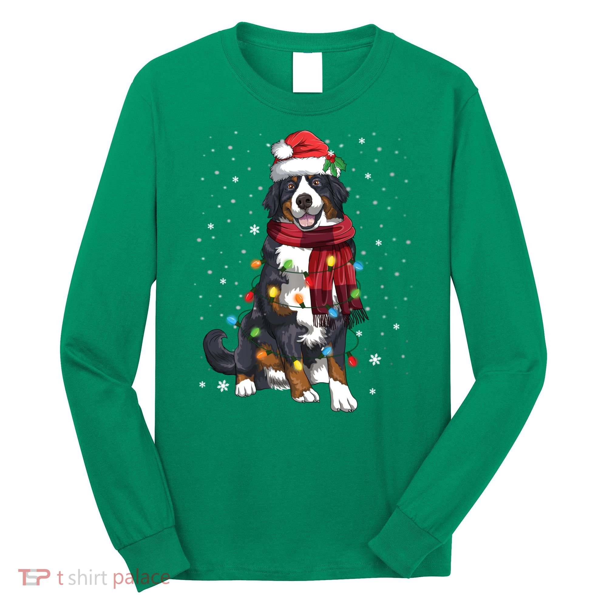 Bernese Mountain Christmas Tree Lights Dog Lover Xmas Long Sleeve Shirt