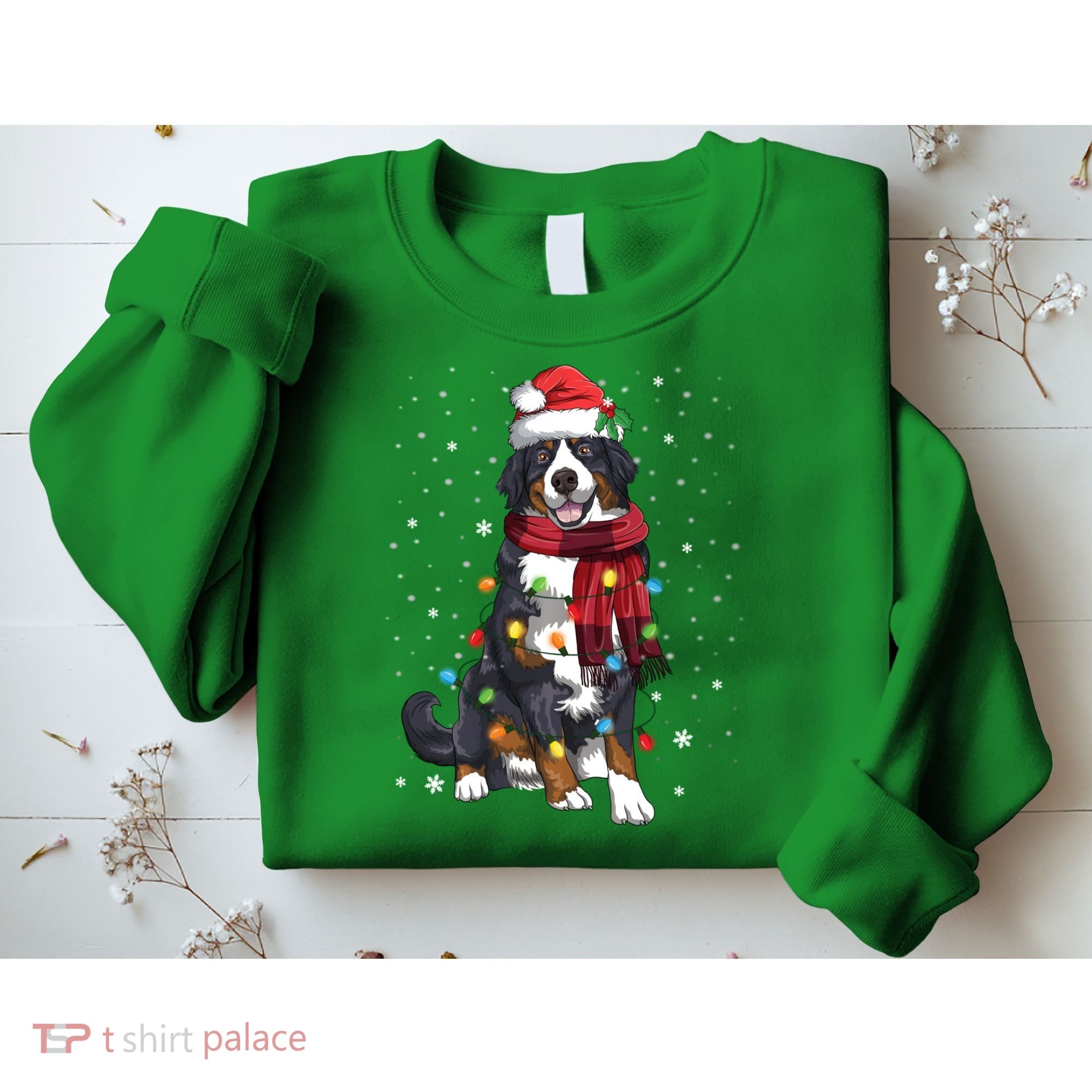 Bernese Mountain Christmas Tree Lights Dog Lover Xmas Sweatshirt