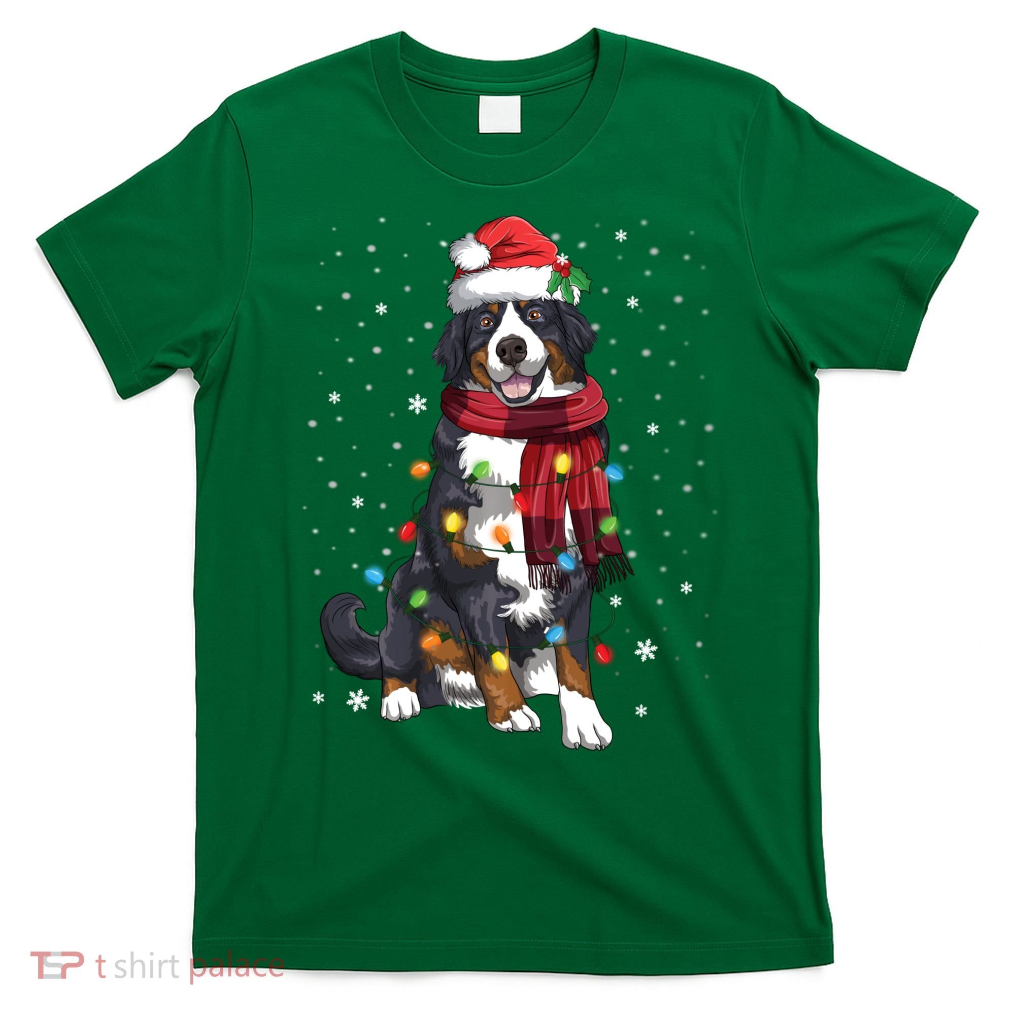 Bernese Mountain Christmas Tree Lights Dog Lover Xmas T-Shirt