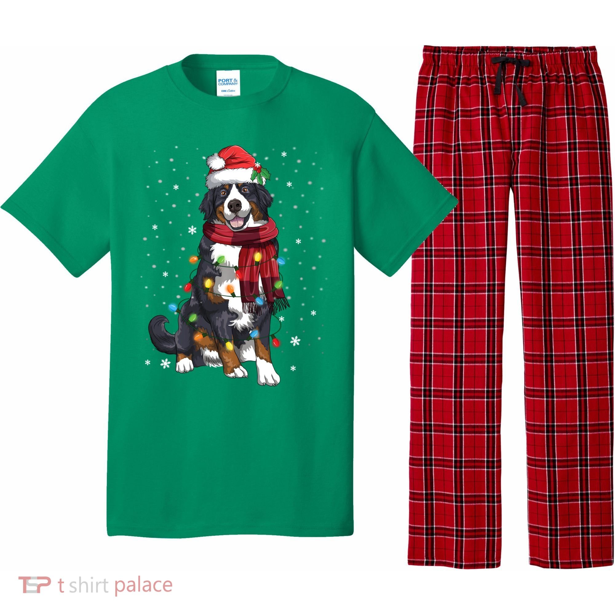Bernese Mountain Christmas Tree Lights Dog Lover Xmas Pajama Set