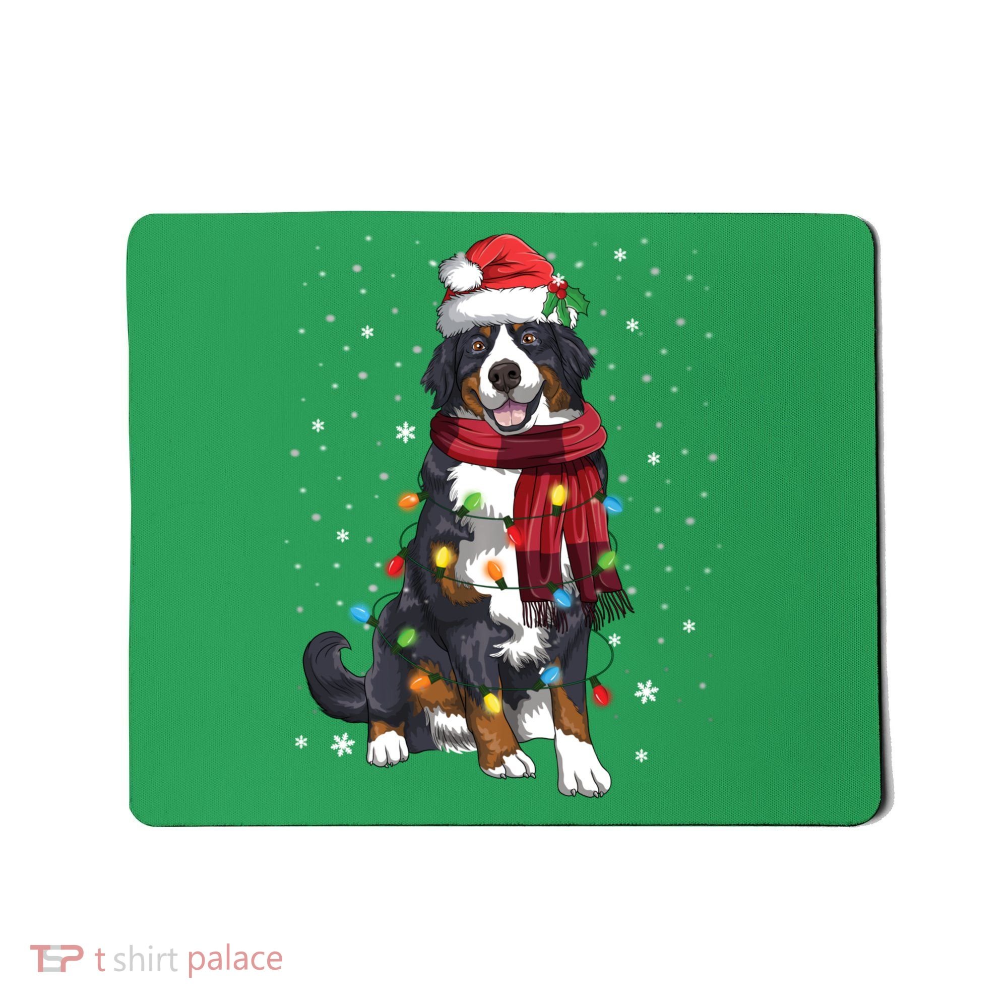 Bernese Mountain Christmas Tree Lights Dog Lover Xmas Mousepad