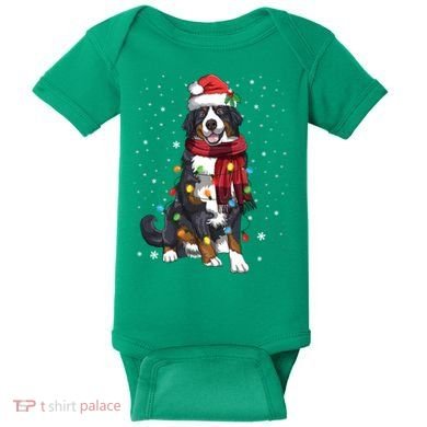 Bernese Mountain Christmas Tree Lights Dog Lover Xmas Baby Bodysuit