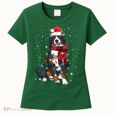 Bernese Mountain Christmas Tree Lights Dog Lover Xmas Women's T-Shirt
