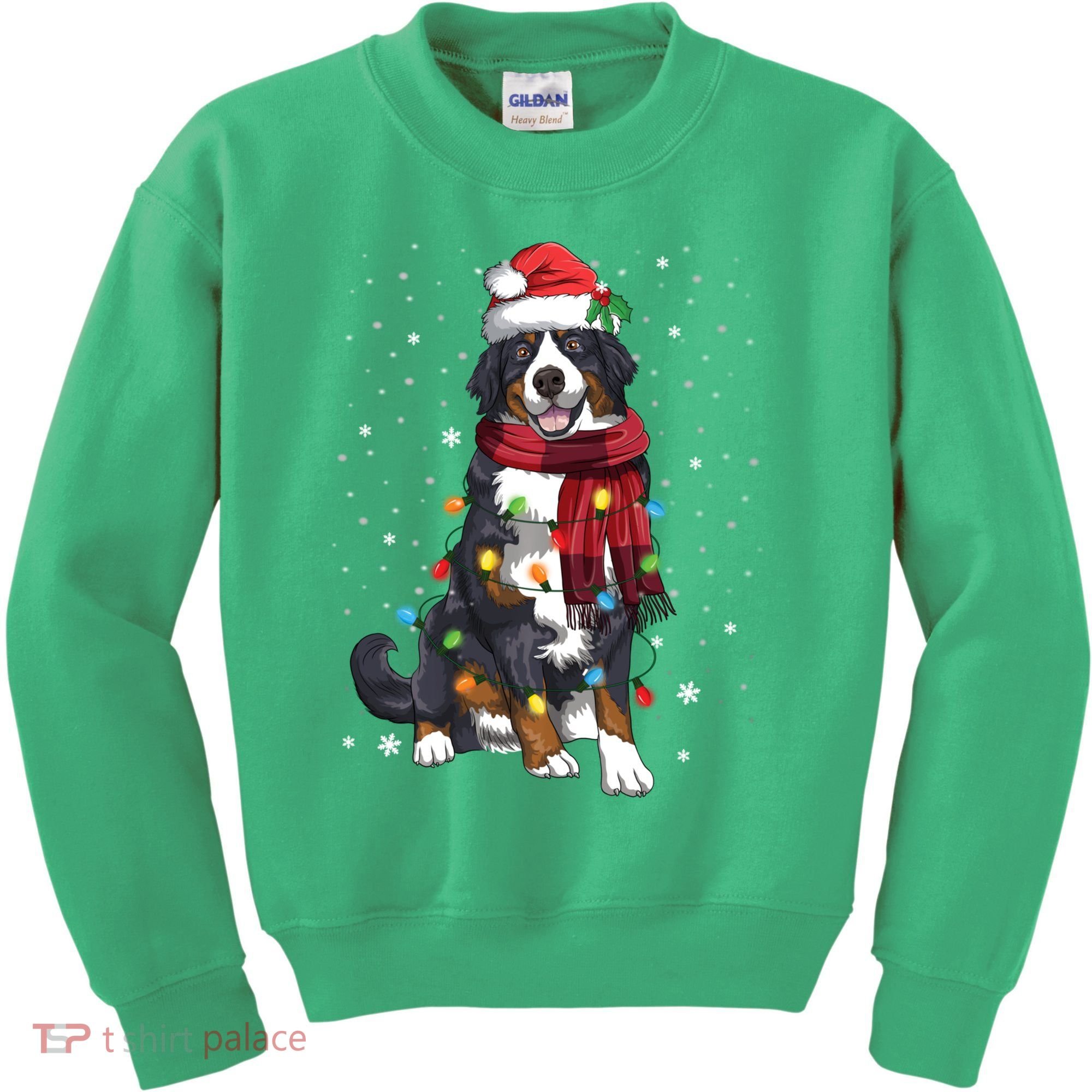 Bernese Mountain Christmas Tree Lights Dog Lover Xmas Kids Sweatshirt