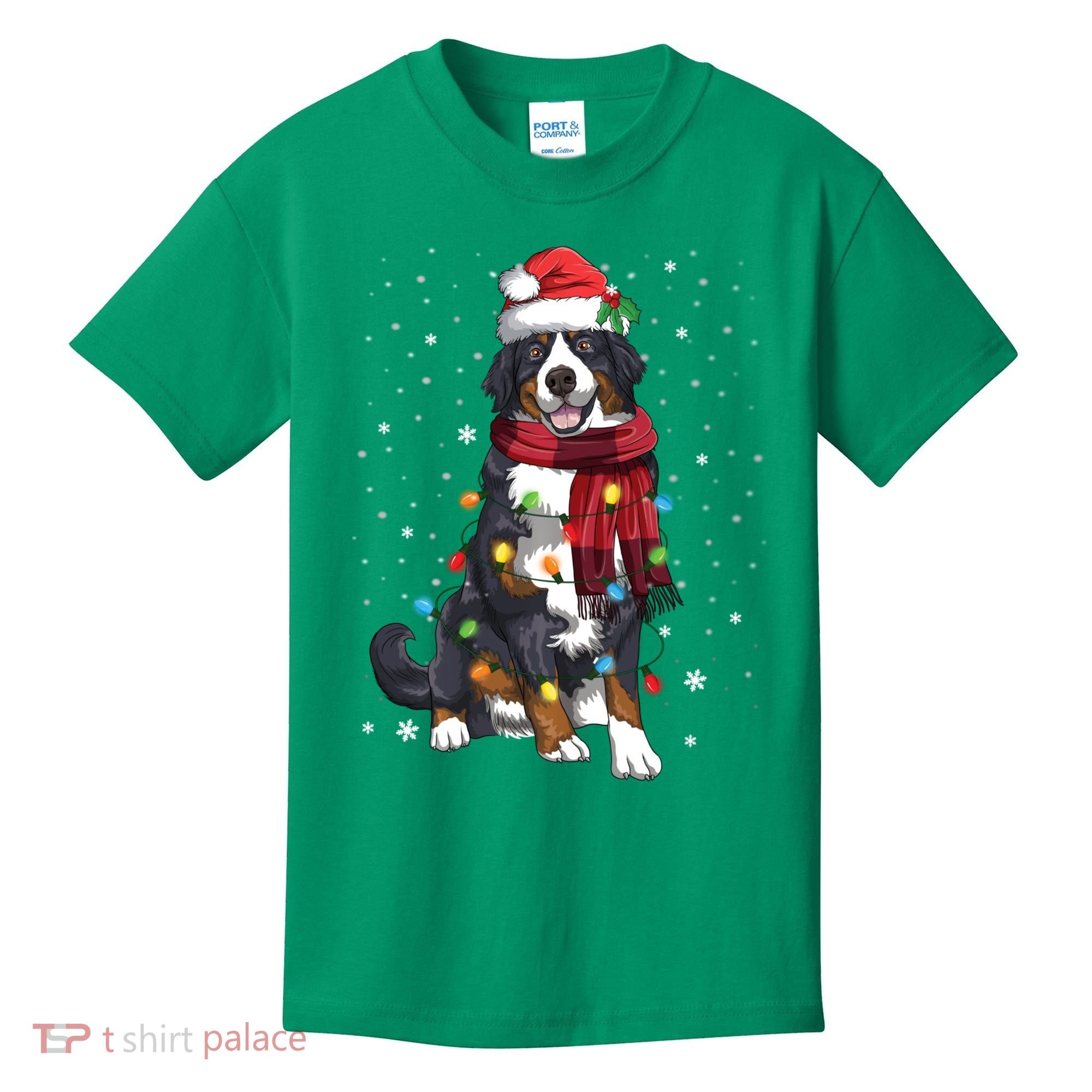Bernese Mountain Christmas Tree Lights Dog Lover Xmas Kids T-Shirt