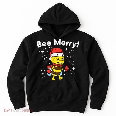 Bee Merry Cute Christmas Winter Holidays Pajama Pun Hoodie