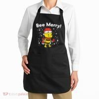 Bee Merry Cute Christmas Winter Holidays Pajama Pun Apron thumb 2