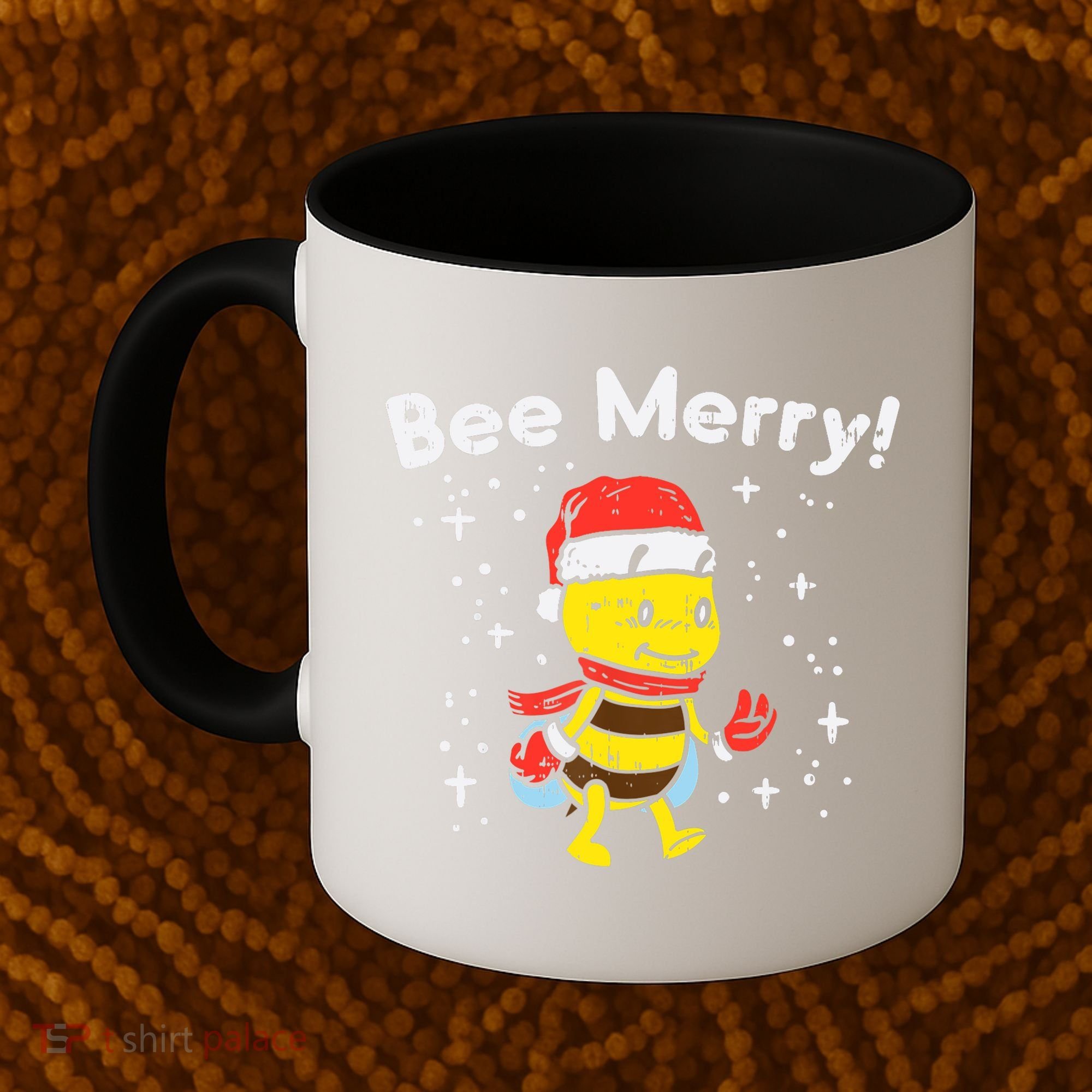 Bee Merry Cute Christmas Winter Holidays Pajama Pun Coffee Mug