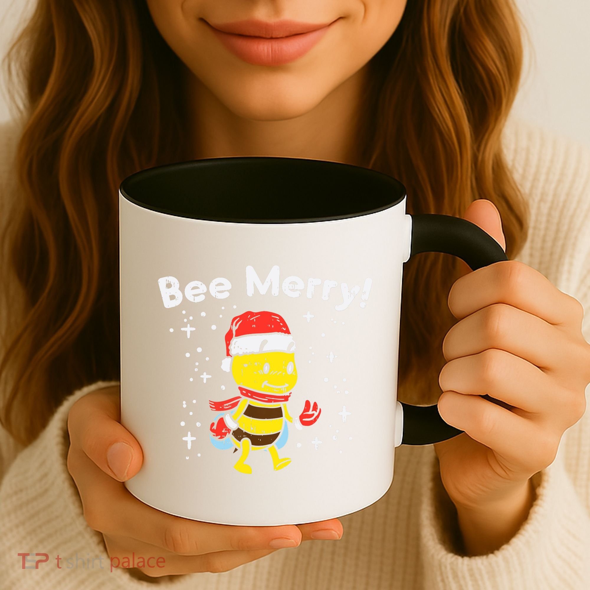 Bee Merry Cute Christmas Winter Holidays Pajama Pun Coffee Mug