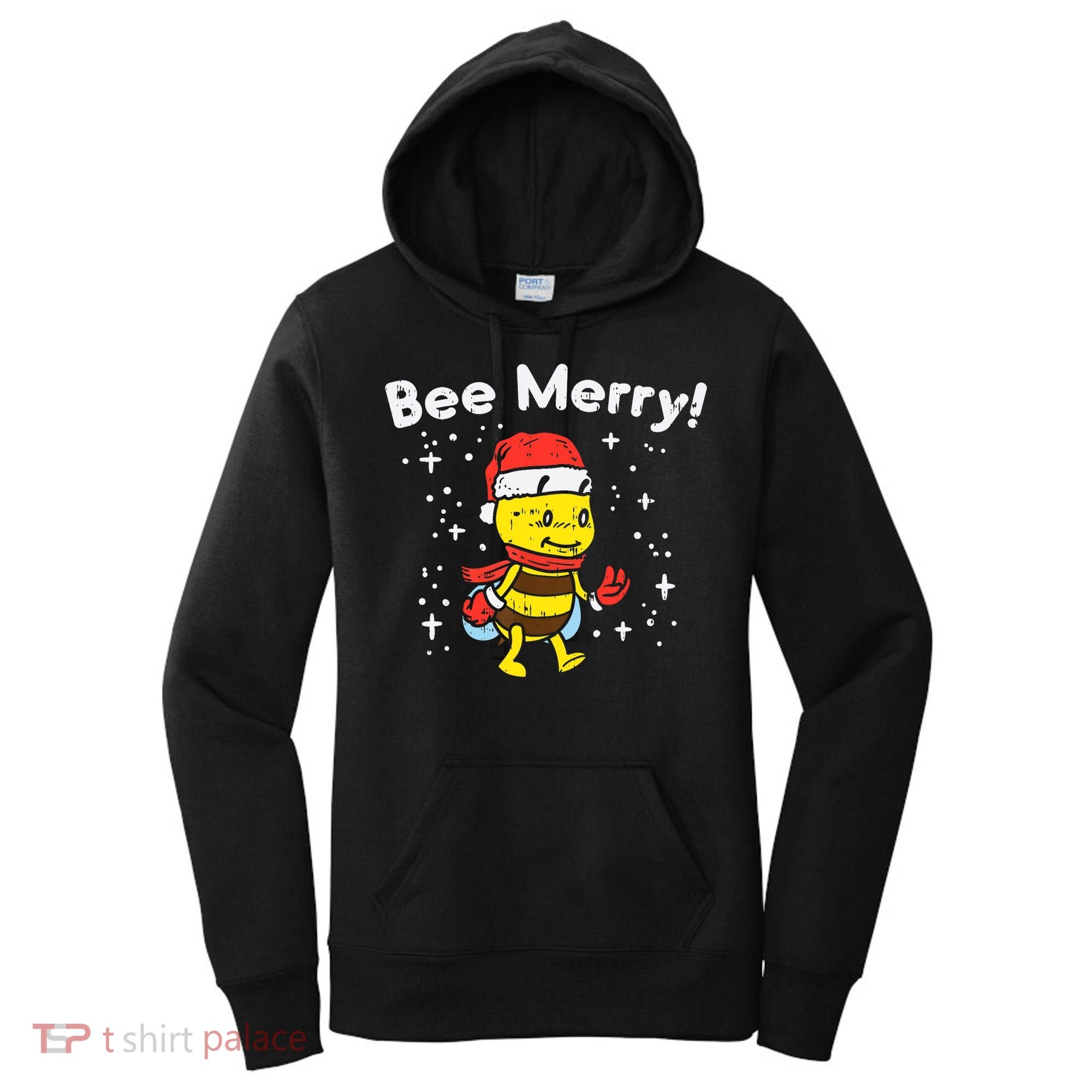 Bee Merry Cute Christmas Winter Holidays Pajama Pun Women's Hoodie