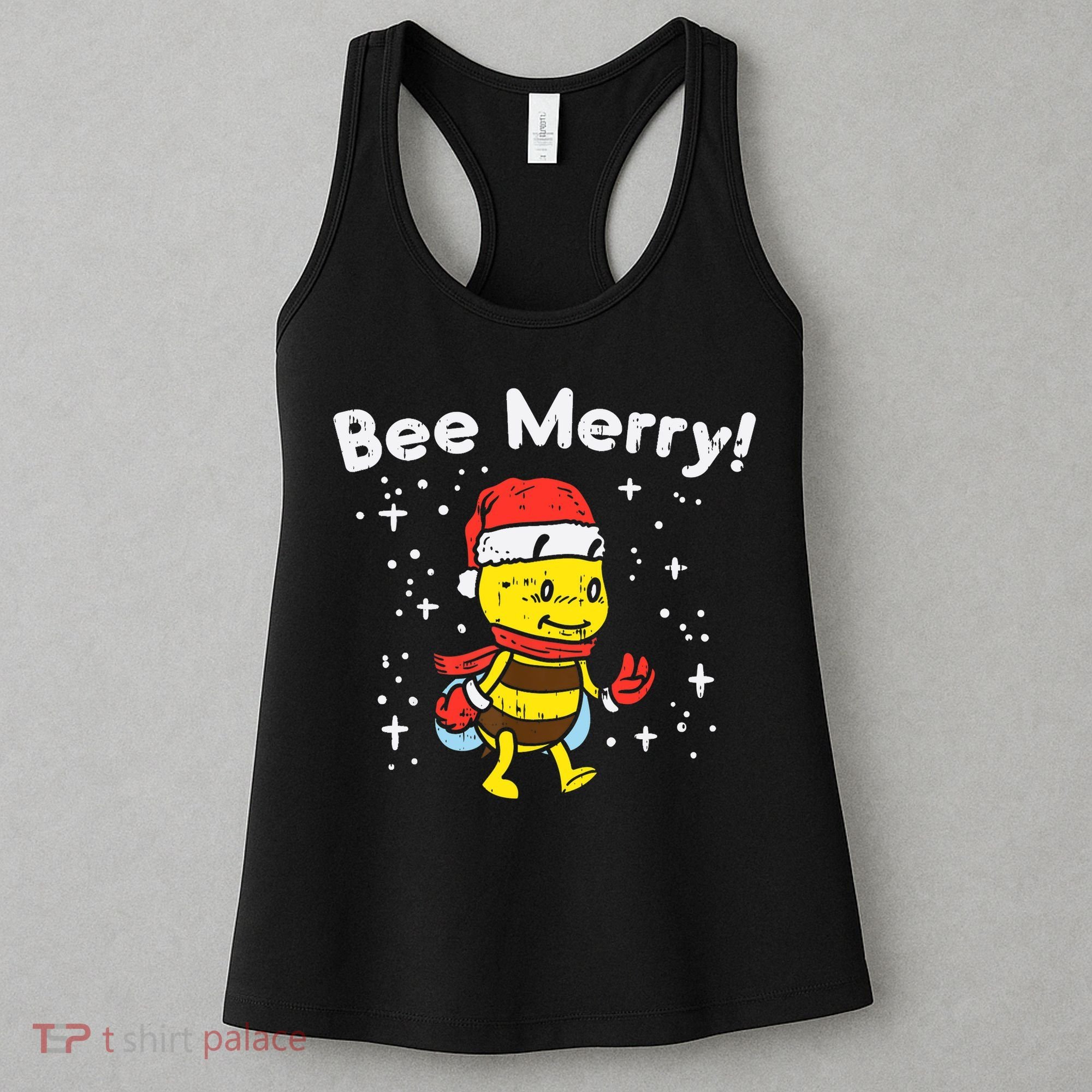 Bee Merry Cute Christmas Winter Holidays Pajama Pun Women's Tank Top