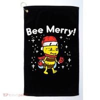 Bee Merry Cute Christmas Winter Holidays Pajama Pun Golf Towel thumb 0