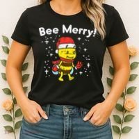 Bee Merry Cute Christmas Winter Holidays Pajama Pun Women's T-Shirt thumb 2