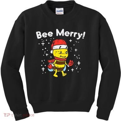 Bee Merry Cute Christmas Winter Holidays Pajama Pun Kids Sweatshirt