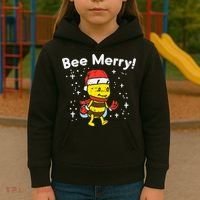 Bee Merry Cute Christmas Winter Holidays Pajama Pun Kids Hoodie thumb 3