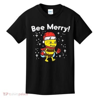 Bee Merry Cute Christmas Winter Holidays Pajama Pun Kids T-Shirt