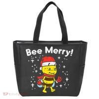 Bee Merry Cute Christmas Winter Holidays Pajama Pun Tote Bag thumb 0