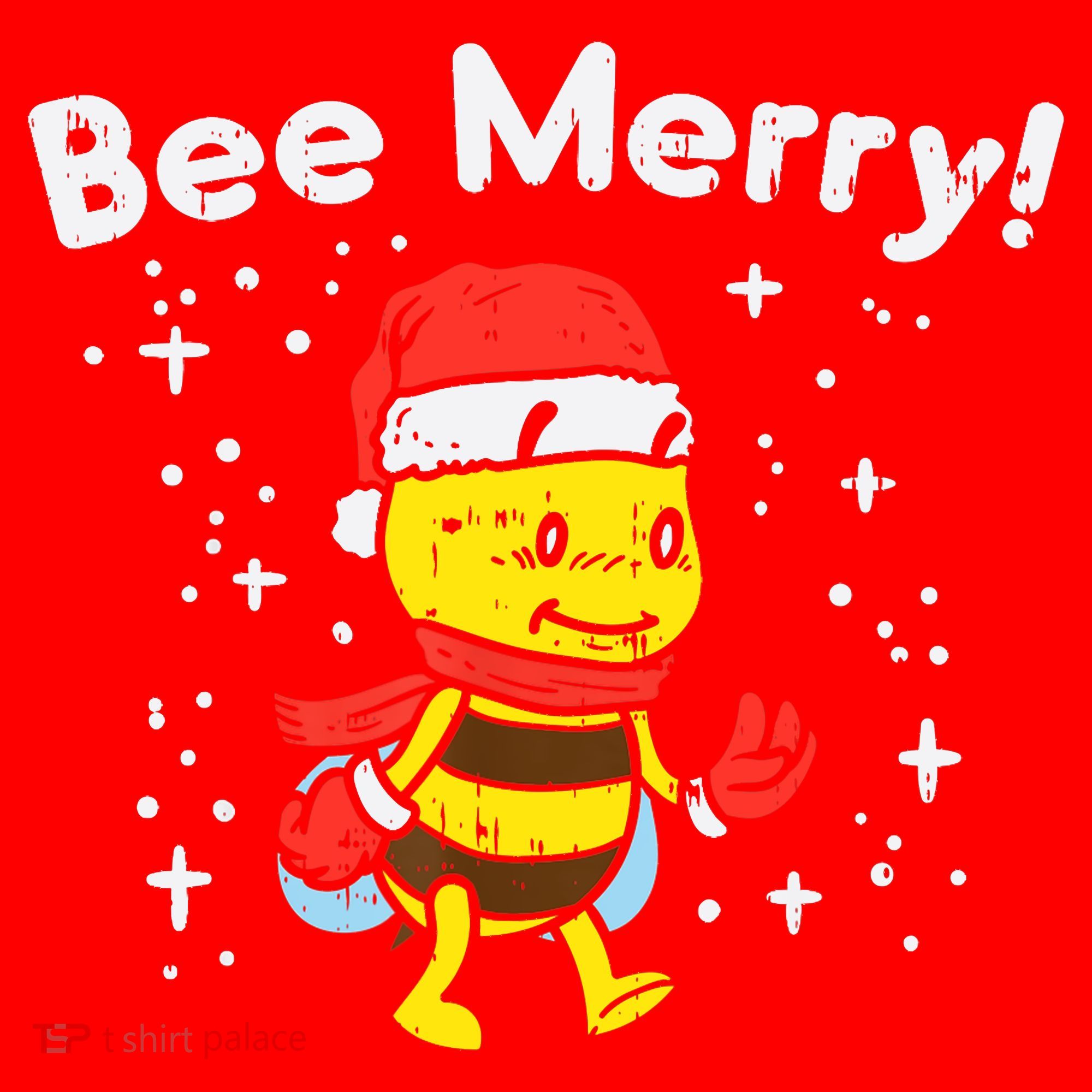 Bee Merry Cute Christmas Winter Holidays Pajama Pun Santa Hat