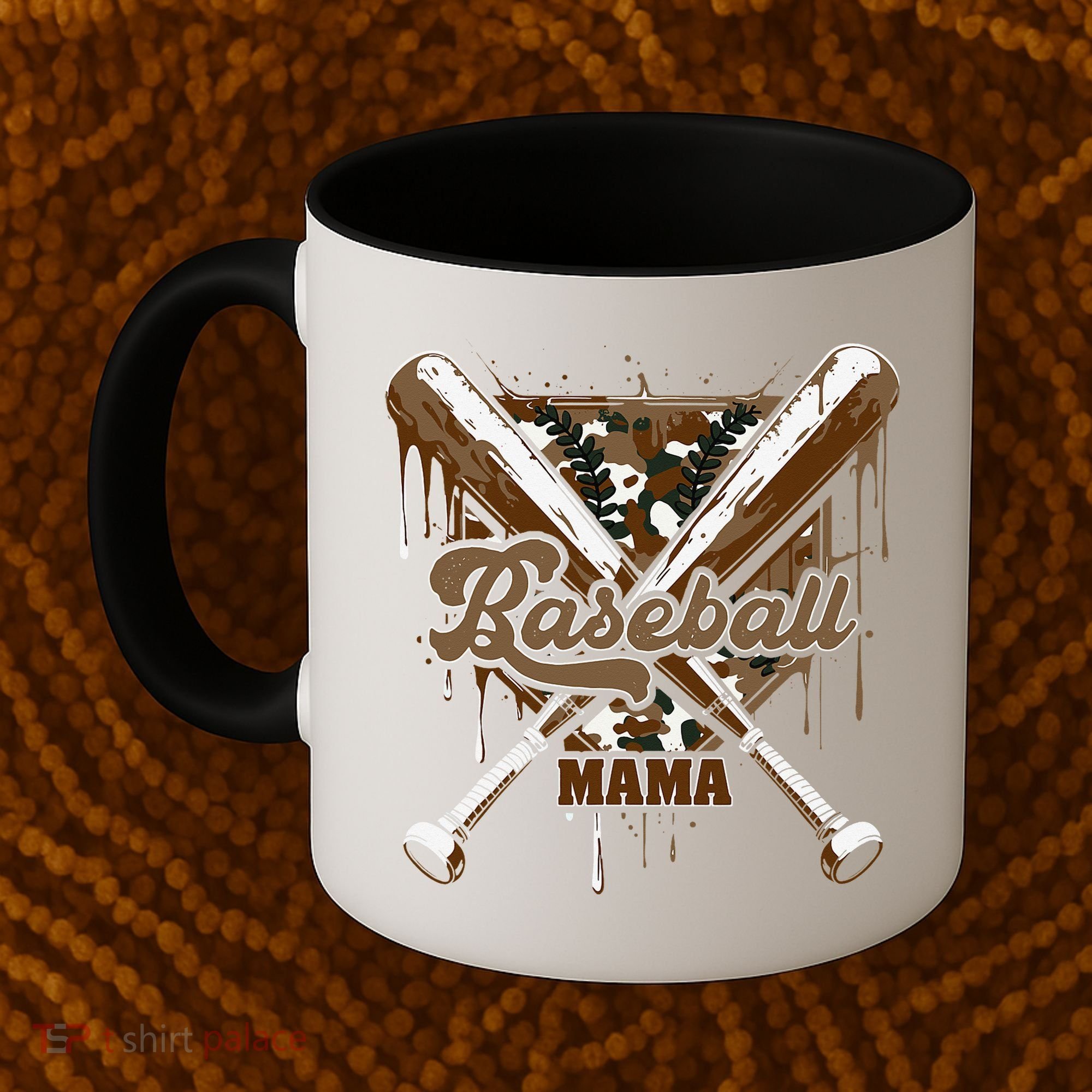 Baseball Mama Camo Baseball Home Plate Ice Cream Drip Mom Coffee Mug
