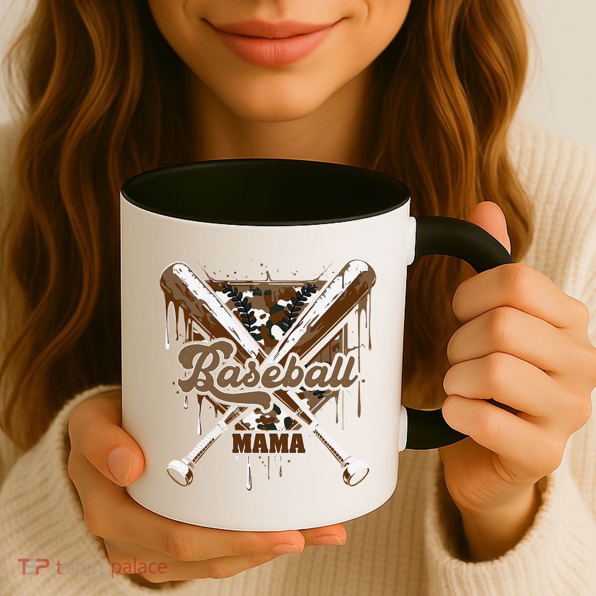 Baseball Mama Camo Baseball Home Plate Ice Cream Drip Mom Coffee Mug