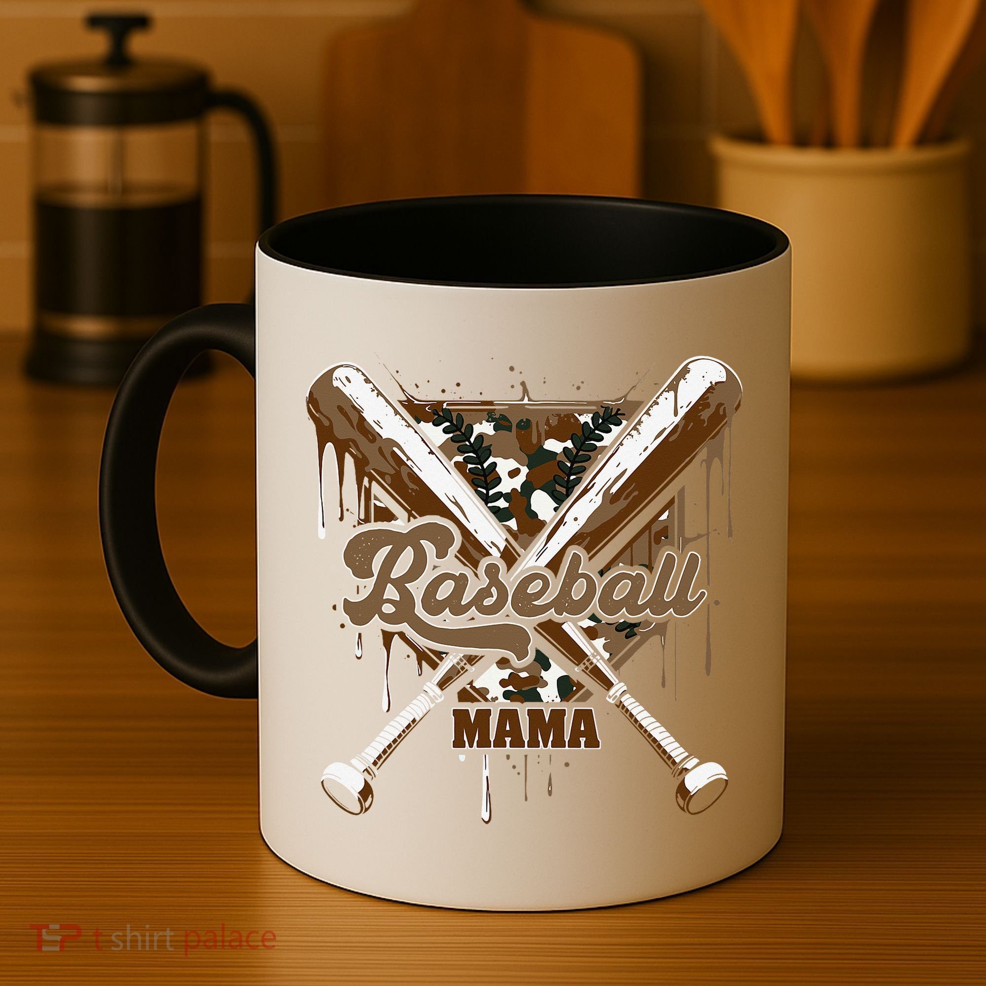 Baseball Mama Camo Baseball Home Plate Ice Cream Drip Mom Coffee Mug