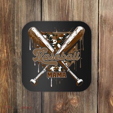 Baseball Mama Camo Baseball Home Plate Ice Cream Drip Mom Coaster