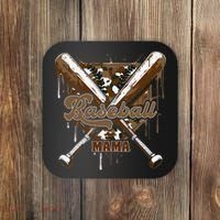 Baseball Mama Camo Baseball Home Plate Ice Cream Drip Mom Coaster thumb 0