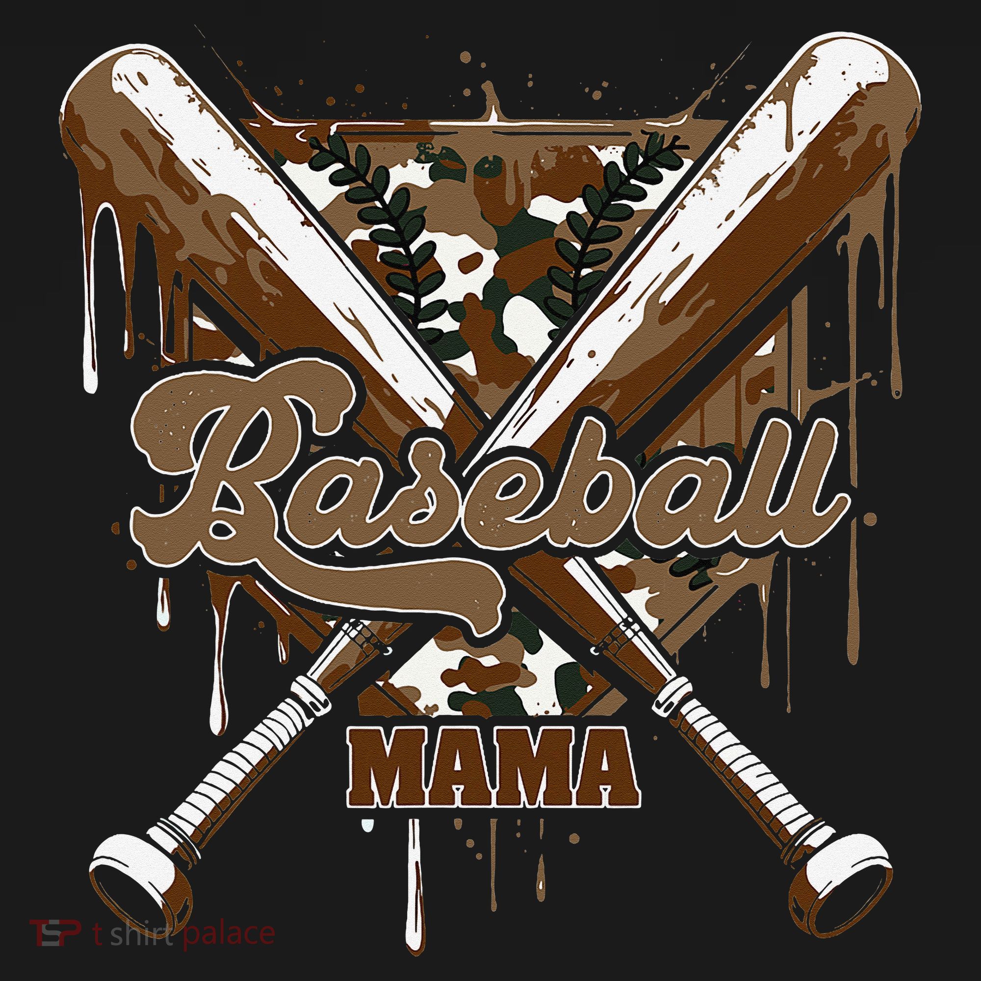 Baseball Mama Camo Baseball Home Plate Ice Cream Drip Mom Women's Hoodie