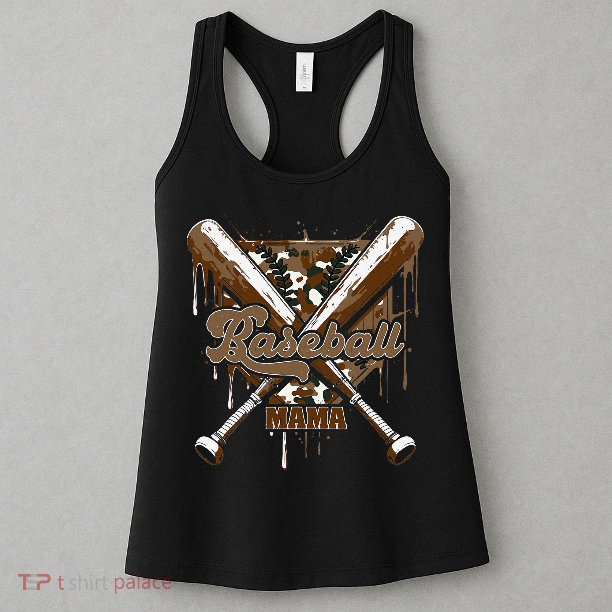 Baseball Mama Camo Baseball Home Plate Ice Cream Drip Mom Women's Tank Top
