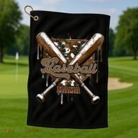 Baseball Mama Camo Baseball Home Plate Ice Cream Drip Mom Golf Towel thumb 1