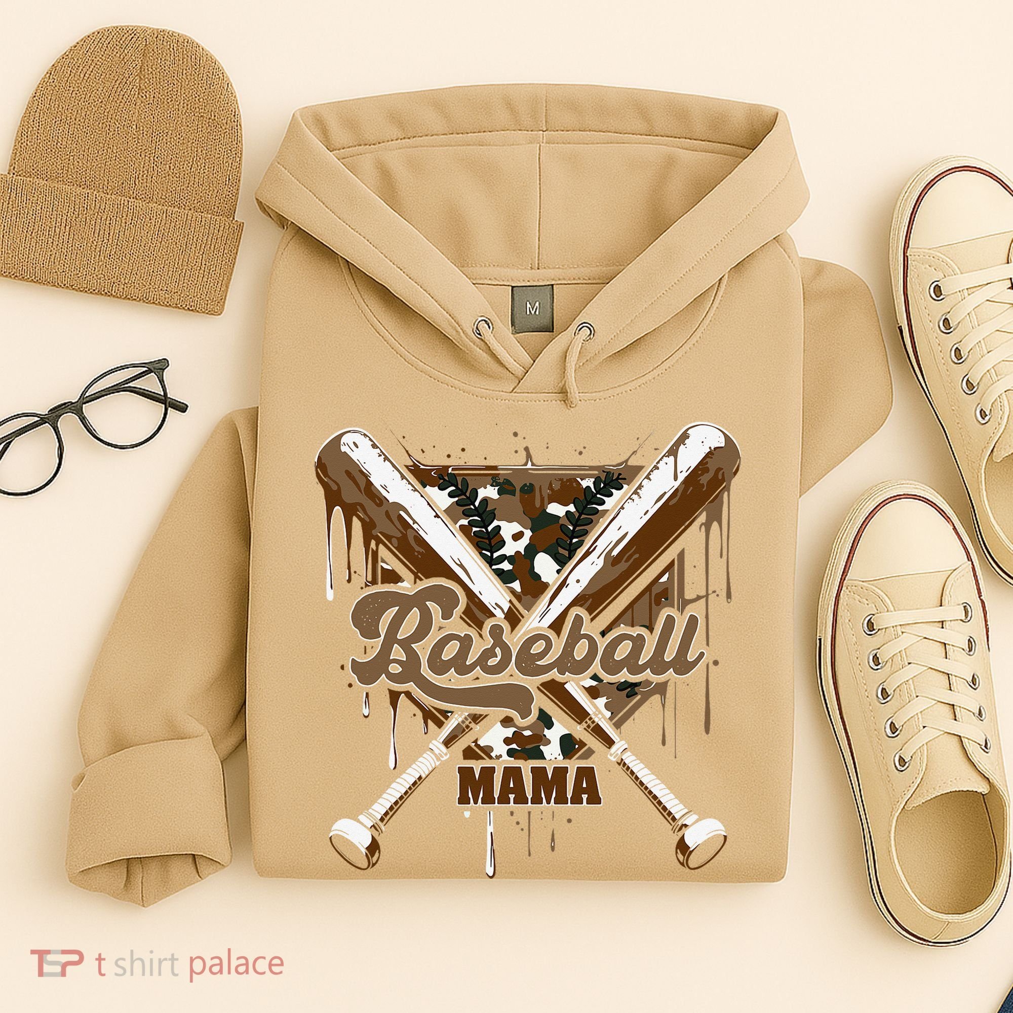 Baseball Mama Camo Baseball Home Plate Ice Cream Drip Mom Hoodie