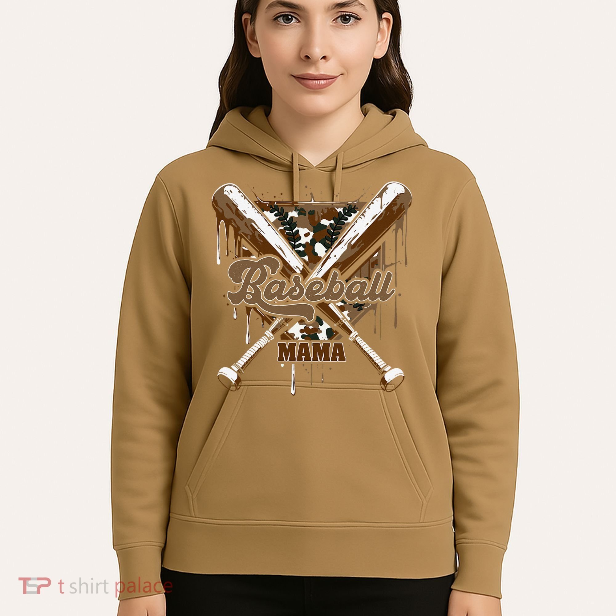 Baseball Mama Camo Baseball Home Plate Ice Cream Drip Mom Hoodie