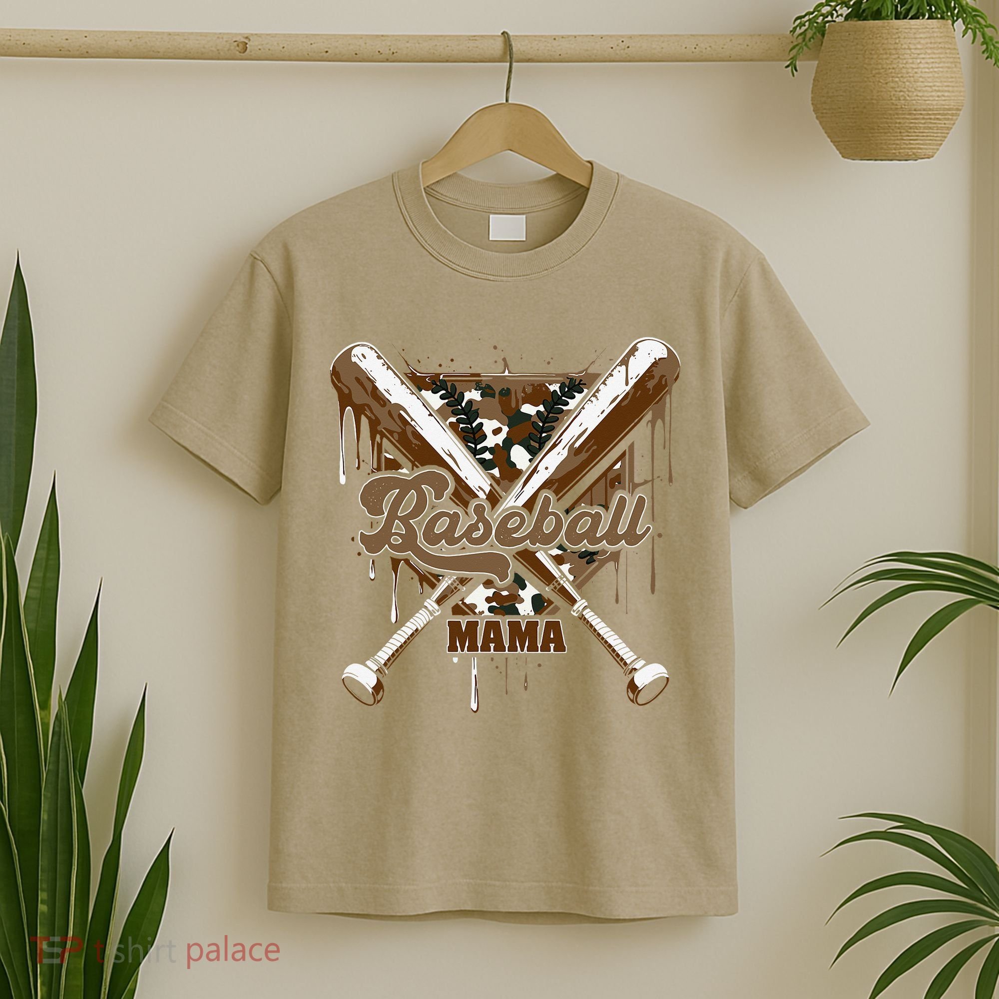Baseball Mama Camo Baseball Home Plate Ice Cream Drip Mom T-Shirt