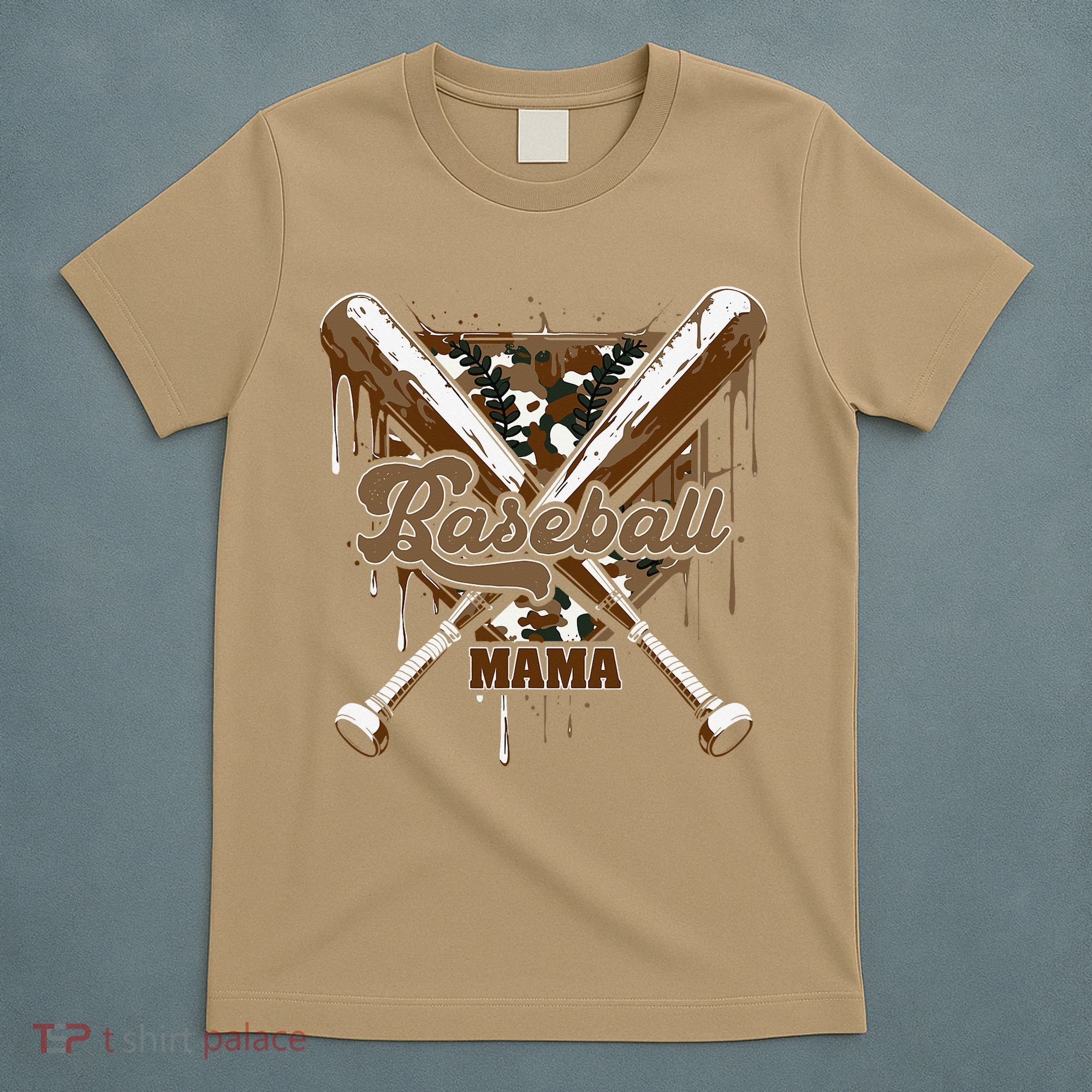 Baseball Mama Camo Baseball Home Plate Ice Cream Drip Mom T-Shirt