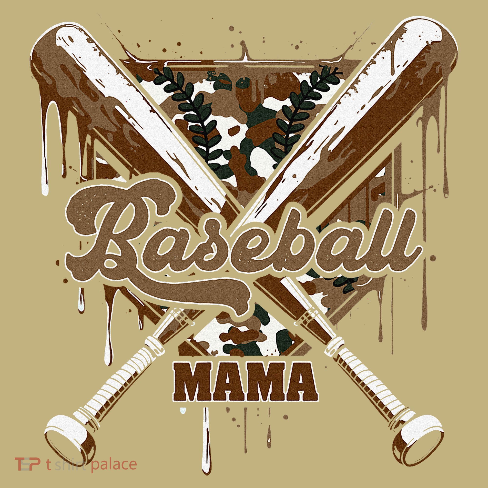 Baseball Mama Camo Baseball Home Plate Ice Cream Drip Mom T-Shirt